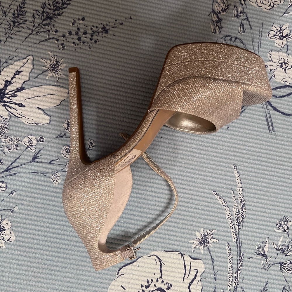 Silver Stiletto Heels with Glittery Straps